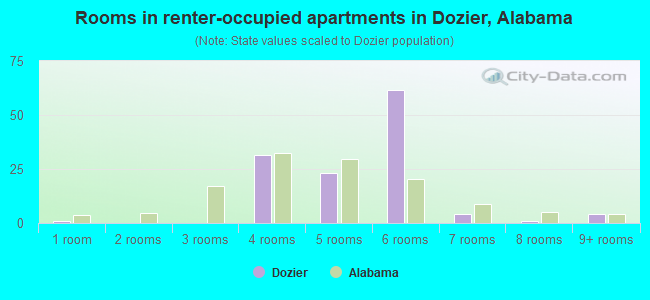 Rooms in renter-occupied apartments in Dozier, Alabama