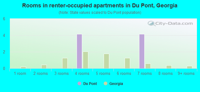 Rooms in renter-occupied apartments in Du Pont, Georgia