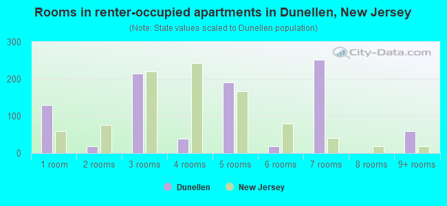 Rooms in renter-occupied apartments in Dunellen, New Jersey