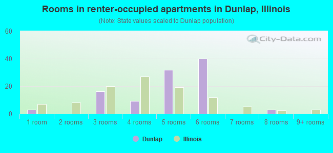 Rooms in renter-occupied apartments in Dunlap, Illinois