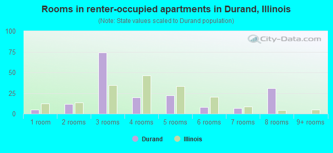 Rooms in renter-occupied apartments in Durand, Illinois