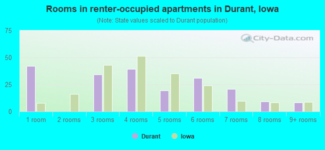 Rooms in renter-occupied apartments in Durant, Iowa