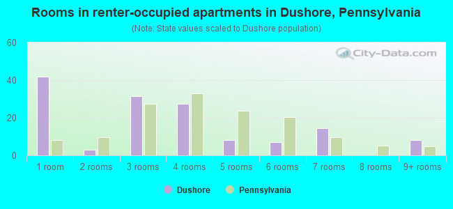 Rooms in renter-occupied apartments in Dushore, Pennsylvania