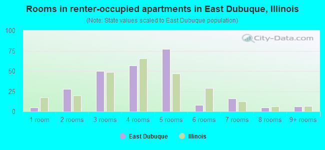 Rooms in renter-occupied apartments in East Dubuque, Illinois