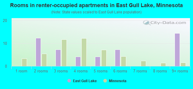 Rooms in renter-occupied apartments in East Gull Lake, Minnesota