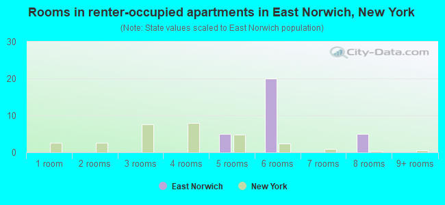 Rooms in renter-occupied apartments in East Norwich, New York