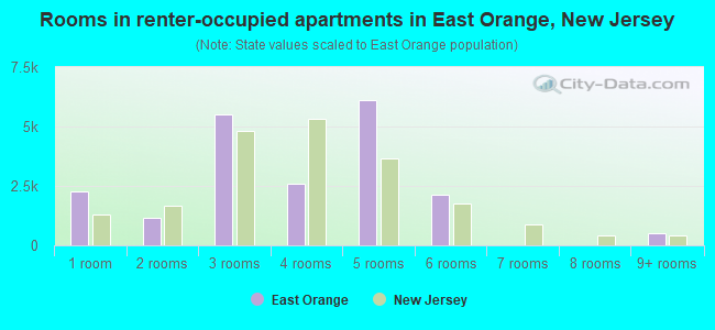 Rooms in renter-occupied apartments in East Orange, New Jersey