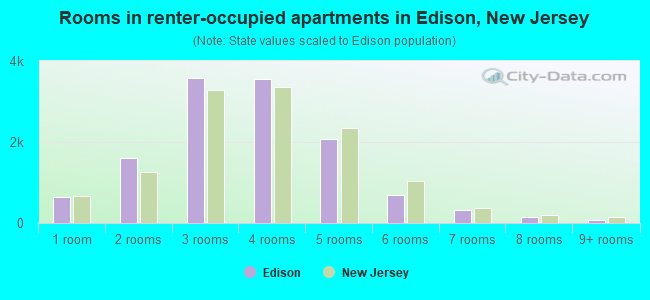 Rooms in renter-occupied apartments in Edison, New Jersey