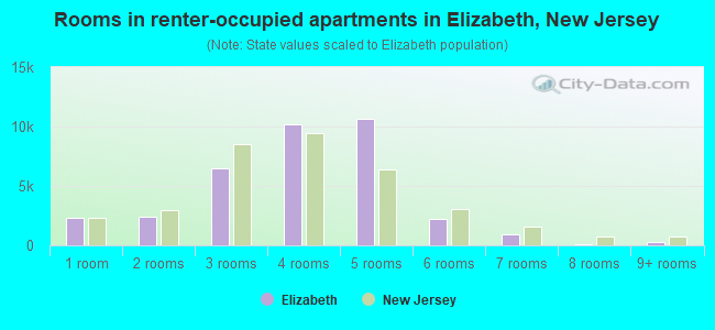 Rooms in renter-occupied apartments in Elizabeth, New Jersey