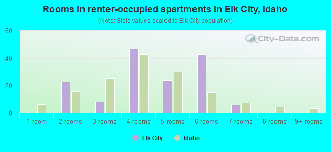 Rooms in renter-occupied apartments in Elk City, Idaho