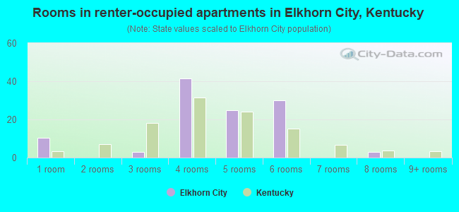 Rooms in renter-occupied apartments in Elkhorn City, Kentucky