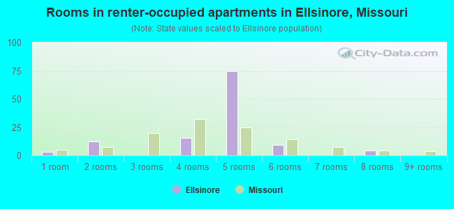 Rooms in renter-occupied apartments in Ellsinore, Missouri