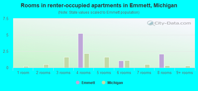 Rooms in renter-occupied apartments in Emmett, Michigan