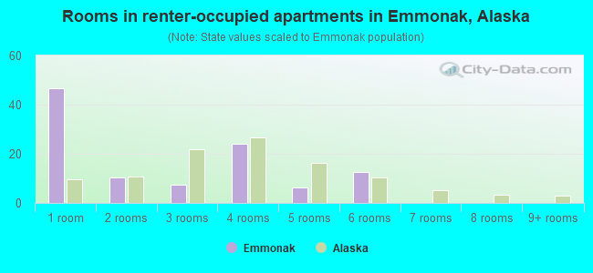 Rooms in renter-occupied apartments in Emmonak, Alaska
