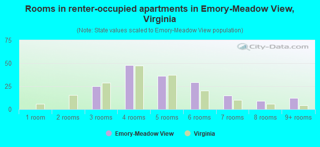 Rooms in renter-occupied apartments in Emory-Meadow View, Virginia