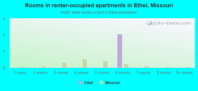 Rooms in renter-occupied apartments in Ethel, Missouri