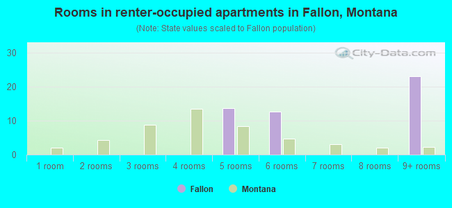 Rooms in renter-occupied apartments in Fallon, Montana