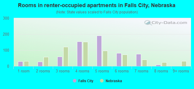 Rooms in renter-occupied apartments in Falls City, Nebraska