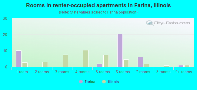 Rooms in renter-occupied apartments in Farina, Illinois