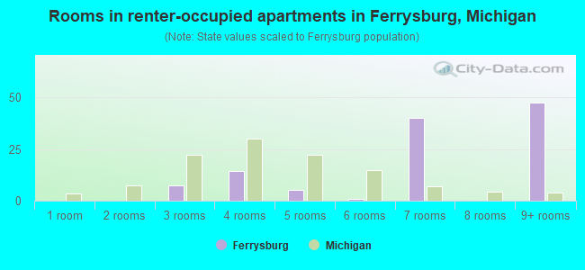 Rooms in renter-occupied apartments in Ferrysburg, Michigan