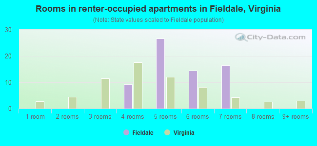 Rooms in renter-occupied apartments in Fieldale, Virginia