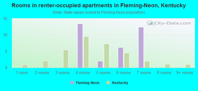 Rooms in renter-occupied apartments in Fleming-Neon, Kentucky