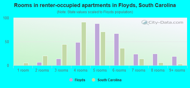 Rooms in renter-occupied apartments in Floyds, South Carolina