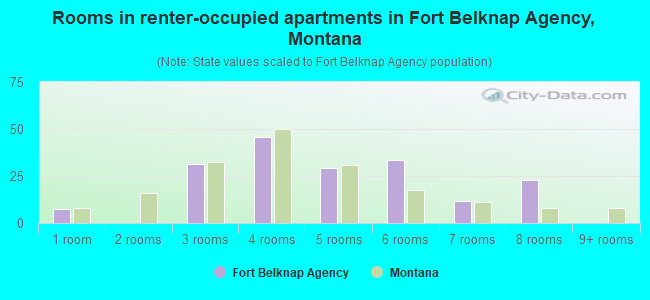 Rooms in renter-occupied apartments in Fort Belknap Agency, Montana