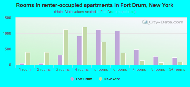 Rooms in renter-occupied apartments in Fort Drum, New York
