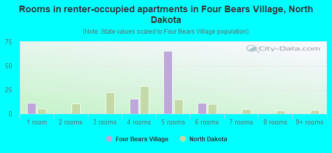 Rooms in renter-occupied apartments in Four Bears Village, North Dakota