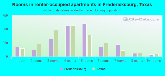 Rooms in renter-occupied apartments in Fredericksburg, Texas