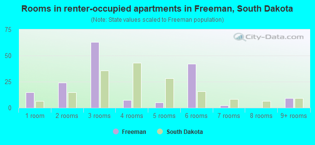 Rooms in renter-occupied apartments in Freeman, South Dakota