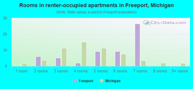 Rooms in renter-occupied apartments in Freeport, Michigan