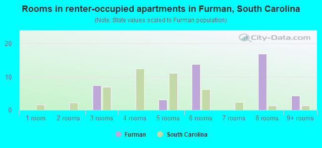 Rooms in renter-occupied apartments in Furman, South Carolina