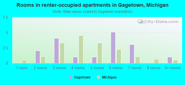 Rooms in renter-occupied apartments in Gagetown, Michigan