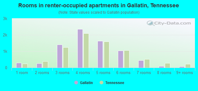 Rooms in renter-occupied apartments in Gallatin, Tennessee