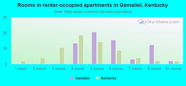 Rooms in renter-occupied apartments in Gamaliel, Kentucky