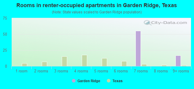 Rooms in renter-occupied apartments in Garden Ridge, Texas