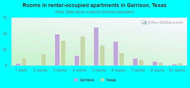 Rooms in renter-occupied apartments in Garrison, Texas