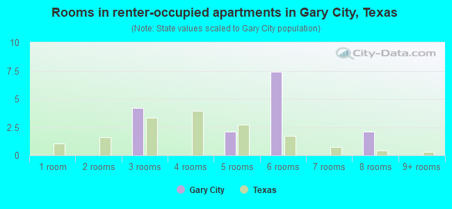 Rooms in renter-occupied apartments in Gary City, Texas