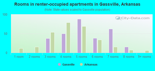 Rooms in renter-occupied apartments in Gassville, Arkansas