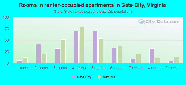 Rooms in renter-occupied apartments in Gate City, Virginia