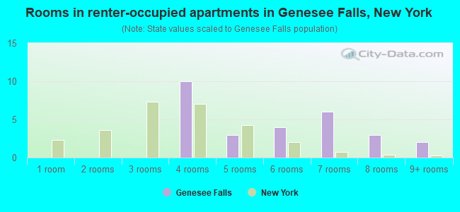 Rooms in renter-occupied apartments in Genesee Falls, New York