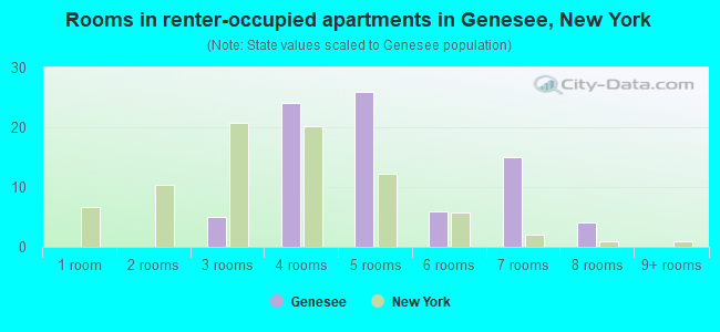 Rooms in renter-occupied apartments in Genesee, New York