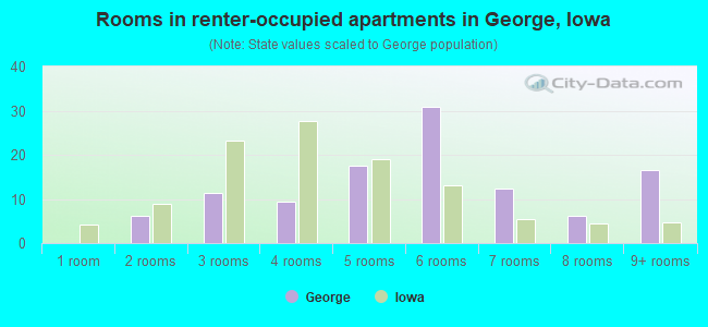 Rooms in renter-occupied apartments in George, Iowa
