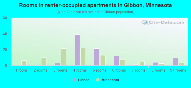 Rooms in renter-occupied apartments in Gibbon, Minnesota