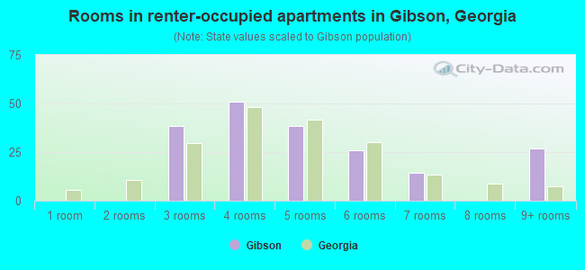 Rooms in renter-occupied apartments in Gibson, Georgia
