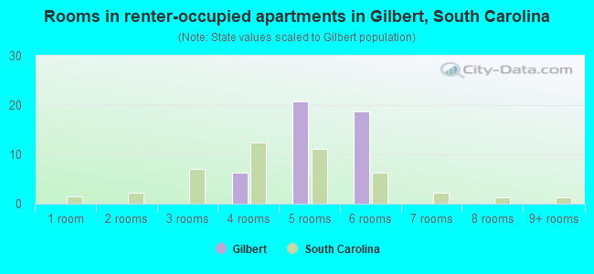 Rooms in renter-occupied apartments in Gilbert, South Carolina