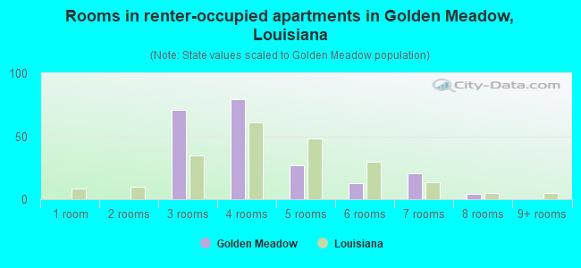Rooms in renter-occupied apartments in Golden Meadow, Louisiana