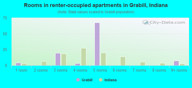 Rooms in renter-occupied apartments in Grabill, Indiana